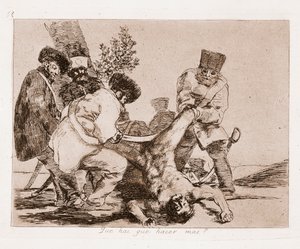 Die Schrecken des Krieges: Was können wir sonst tun? (Radierung nach Zeichnung) von Francisco de Goya