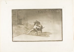 Der berühmte Martincho platziert die Banderillas, spielt den Stier mit der Bewegung seines Körpers, Platte 15 aus Die Kunst des Stierkampfs von Francisco Jose de Goya y Lucientes