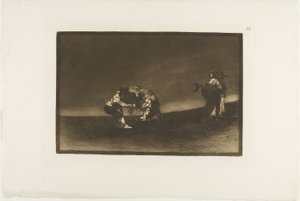 Der gleiche Mann wirft einen Stier in der Arena in Madrid, Platte 16 aus Die Kunst des Stierkampfs von Francisco Jose de Goya y Lucientes