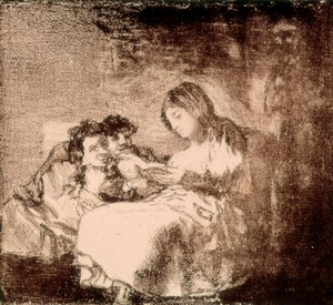 Eine Frau liest zwei Kindern eine Geschichte vor von Francisco Jose de Goya y Lucientes