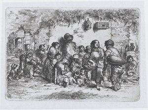 Tafel 11: Eine Gruppe von Menschen im Freien, aus der Serie der Bräuche und Vergnügungen der Spanier, 1850