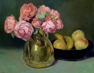Stillleben mit Blumen und Früchten von Francisco Llorens Diaz