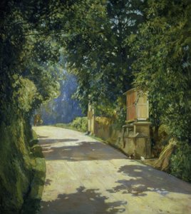 Der Hórreo und der Wagen – 1944 – 100x90 cm von Francisco Llorens Diaz