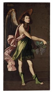 Eine Allegorie der Eucharistie: Ein Engel trägt Trauben von Francisco Polanco