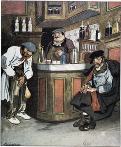 Eine Bar, Zeichnung von Sancha, Anfang 20. Jahrhundert