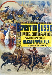 Plakat, das eine Show der russischen Reitkunst bewirbt von Francisco Tamagno