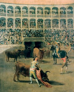 Stierkampf mit einem Umhang oder die Schläge des Umhangs. Gemälde auf Metall von Francisco de Goya y Lucientes, 1793