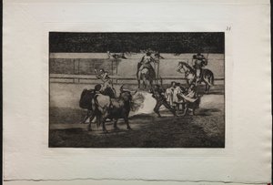 Stierkämpfe: Banderillas mit Feuerwerkskörpern von Francisco de Goya
