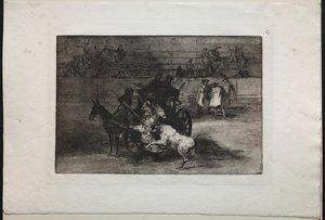 Stierkämpfe: Kampf in einer Kutsche, die von zwei Maultieren gezogen wird von Francisco de Goya