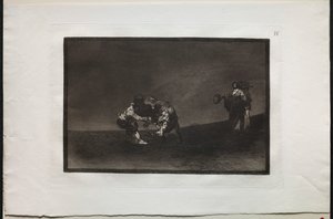 Stierkämpfe: Derselbe Mann wirft einen Stier in der Arena von Madrid, 1876 von Francisco de Goya