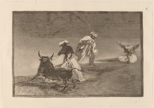 Capea otro encerrado (Sie spielen einen anderen mit dem Umhang in einem Gehege) von Francisco de Goya