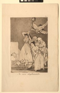 Caprichos: Da gehen sie gerupft, d.h. ausgeplündert von Francisco de Goya