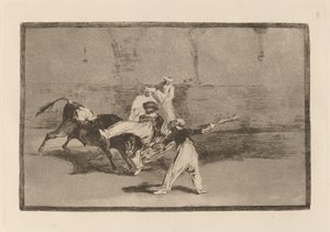 Ein Maure wird in der Arena vom Stier gefangen von Francisco de Goya