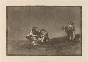 Der gleiche Mann wirft einen Stier in der Arena von Madrid von Francisco de Goya