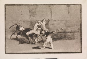 Ein Maure von einem Stier in der Arena gefangen von Francisco de Goya