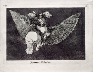 Fliegende Torheit aus der Serie Los Disparates Follies, 1815-1819 von Francisco de Goya