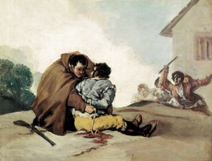 Bruder Pedro bindet El Maragato mit einem Seil, Gemälde von Francisco de Goya von Francisco de Goya