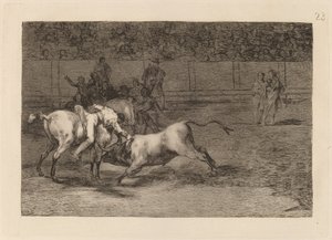 Mariano Ceballos, alias der Indianer, tötet den Stier von seinem Pferd aus von Francisco de Goya