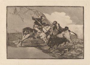 Die Art und Weise, wie die alten Spanier Stiere zu Pferd auf dem offenen Feld jagten von Francisco de Goya