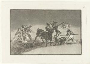 Mauren und Esel im Kampf mit einem Stier