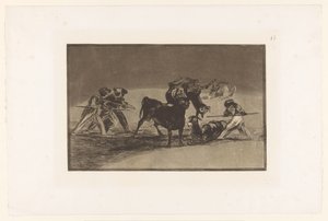 Mauren und Esel im Kampf mit einem Stier