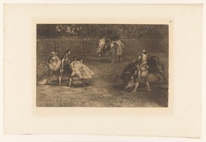 Picador sticht seine Lanze in einen Stier von Francisco de Goya