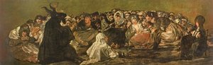 Der Hexensabbat oder Der große Ziegenbock, (eines der Schwarzen Gemälde), ca. 1821-23 von Francisco de Goya