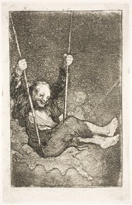 Zauberer auf einer Schaukel von Francisco de Goya