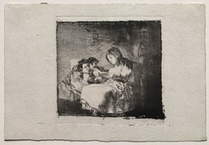 Frau liest zwei Kindern vor, 1824-1825 von Francisco de Goya