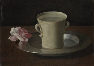 Eine Tasse Wasser und eine Rose, um 1630