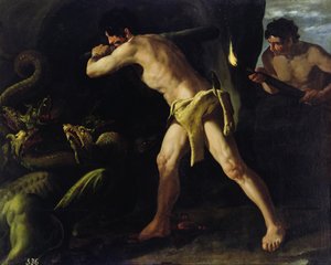 Herkules kämpft mit der lernäischen Hydra, ca. 1634 von Francisco de Zurbaran