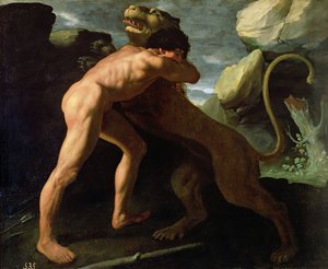 Herkules kämpft mit dem Nemeischen Löwen