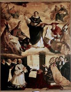 Gemälde für das Mayor de Santo Tomas College in Sevilla: Apotheose des hl. Thomas von Aquin oder Apotheose des hl. Thomas von Aquin mit den Kirchenlehrern von Francisco de Zurbaran