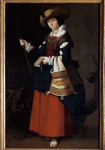 Ganzkörperporträt von St. Margareta von Antiochia (von Pisidien) oder St. Marina. Gemälde von Francisco de Zurbaran (1598-1664) 1630 London, National Gallery von Francisco de Zurbaran