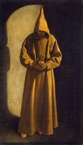 Heiliger Franziskus mit einem Schädel in den Händen, ca. 1630 von Francisco de Zurbaran