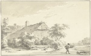 Bauer vor einem Bauernhof von Franciscus Andreas Milatz