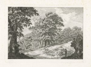 Landschaft mit zwei Figuren neben der Straße von Franciscus Andreas Milatz