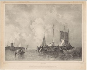 Hafen mit Booten von Franciscus Bernardus Waanders
