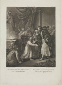Mieszko I. von Polen erhält die Tonsur von Smuglewicz, Franciszek (1745-1807). Lithographie, Ende des 18. Jahrhunderts. Private Sammlung von Franciszek Smuglewicz