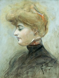 Kopf einer blonden Frau, ca. 1895