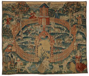 Wandteppich, Park au Cerfs, flämisch oder französisch, hergestellt ca. 1500 (Wolle)