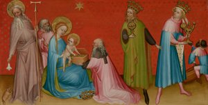 Die Anbetung der Heiligen Drei Könige mit dem Heiligen Antonius Abt, ca. 1400 von Franco Flemish School