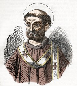 Porträt von Papst Liberius (352-366) Gravur aus „I misteri del vaticano“ von Franco Mistrali 1843 von Franco Mistrali