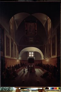 Innenansicht des Chors der Kapuzinerkirche Santa Maria della Concezione an der Piazza Barberini in Rom
