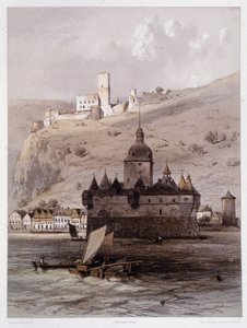 Schloss Pfalz, Deutschland. In „The monumental and picturesque Rhine“. Lithographien von Fourmais und Stroobant