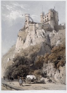 Schloss Rheinstein. In „Der monumentale und malerische Rhein“. Lithographien von Fourmais und Stroobant