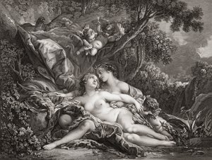 Jupiter und Kallisto. (Druck) von Francois (after) Boucher
