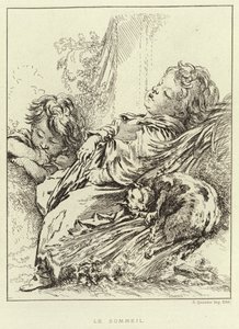 Der Schlaf (Gravur) von Francois (after) Boucher