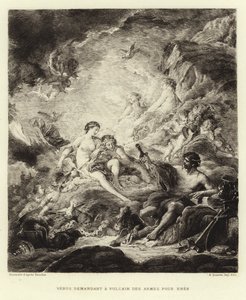 Venus fordert von Vulkan Waffen für Äneas (Gravur)
