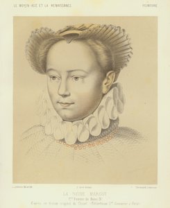 Margarete von Valois, erste Ehefrau von König Heinrich IV. von Frankreich (Chromolitho) von Francois (after) Clouet